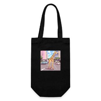 Stadtgiraffe - Geschenkbeutel für Flaschen - Schwarz - Vorne