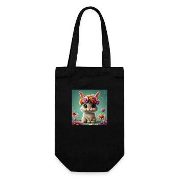 rabbit flowers - Gift Bag for Bottles - black - Front