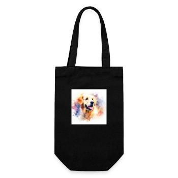 Aquarelle Golden Retriever - Sac à bouteille - noir - Devant