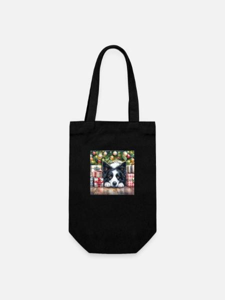 Noël Border Collie - Sac à bouteille - noir