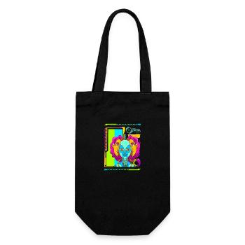 Cyberpunk Retro Synthwave Futuristisch - Geschenkbeutel für Flaschen - Schwarz - Vorne