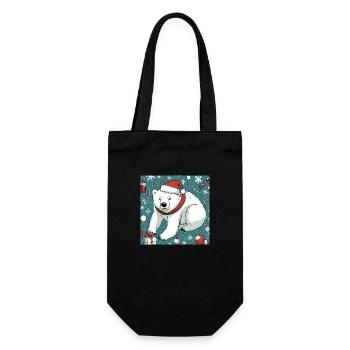 Ours polaire avec bonnet de Père Noël - Sac à bouteille - noir - Devant