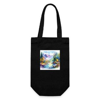 Colorful Watercolor Landscape - Gift Bag for Bottles - black - Front