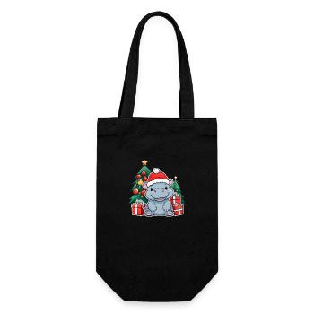 Mignon bébé hippopotame avec chapeau de père Noël - Sac à bouteille - noir - Devant