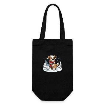 Festlicher Hund - Geschenkbeutel für Flaschen - Schwarz - Vorne