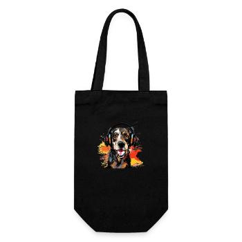 Funny Dog with Headphones Dogs Design - Gift Bag for Bottles - black - Front