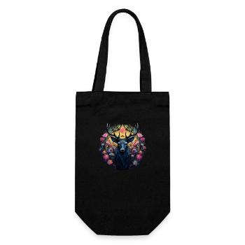 Deer Power Animal & Flowers, Traditional Shirt Village Festival - Gift Bag for Bottles - black - Front