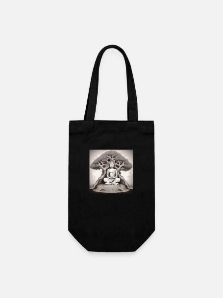 Buddha - Geschenkbeutel für Flaschen - Schwarz