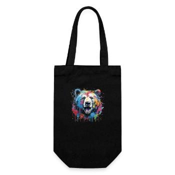 Stylish Bear Gift Grizzly Bear Brown Bear - Gift Bag for Bottles - black - Front