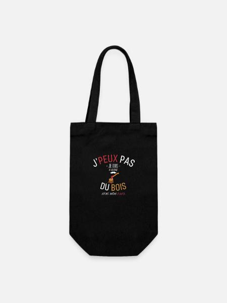 J'Peux Pas Je dois faire du bois avec mon papa - Sac à bouteille - noir
