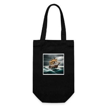 Pirate Ship in Storm - Gift Bag for Bottles - black - Front
