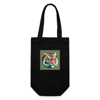 Tiger / Raubkatze - Geschenkbeutel für Flaschen - Schwarz - Vorne