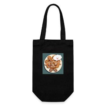 Lebkuchen / Weihnachten / Lebkuchenmann - Geschenkbeutel für Flaschen - Schwarz - Vorne