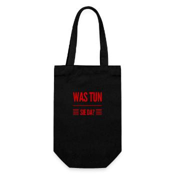 was tun sie da? - Geschenkbeutel für Flaschen - Schwarz - Vorne
