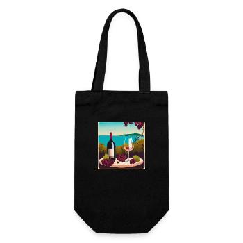 Wein / Rotwein / Weißwein - Geschenkbeutel für Flaschen - Schwarz - Vorne