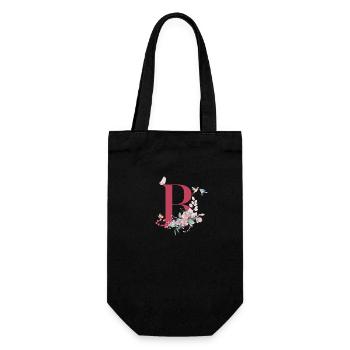Lettre b floral -idée cadeau - Sac à bouteille - noir - Devant