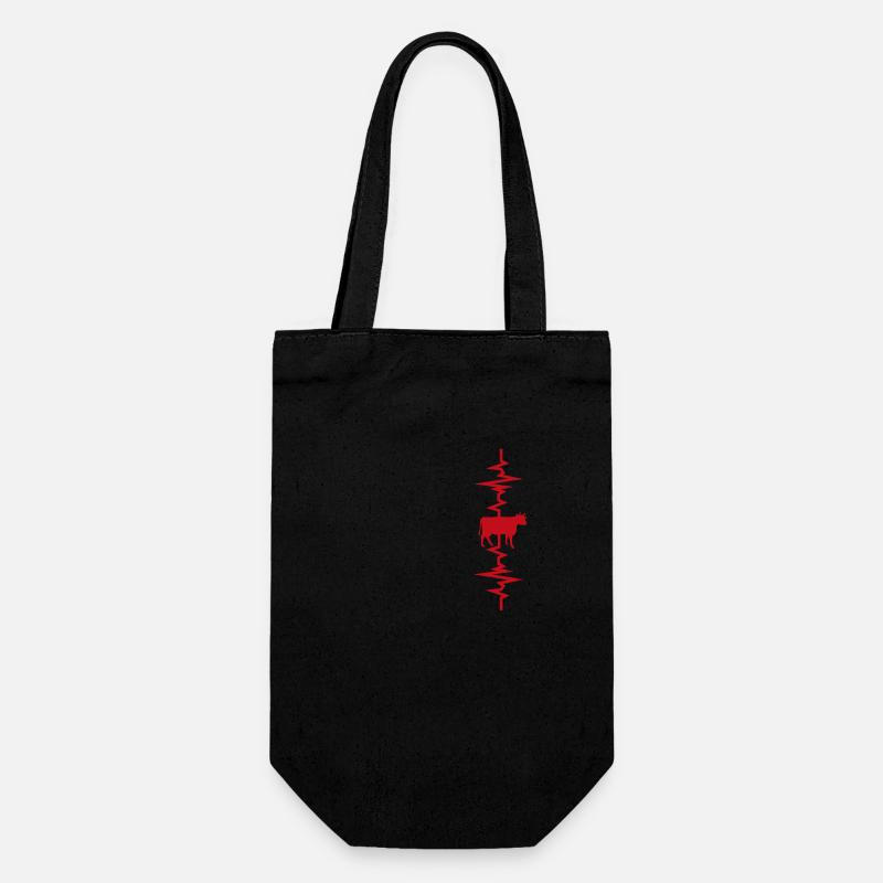 Vache battement de coeur - Sac à bouteille - noir