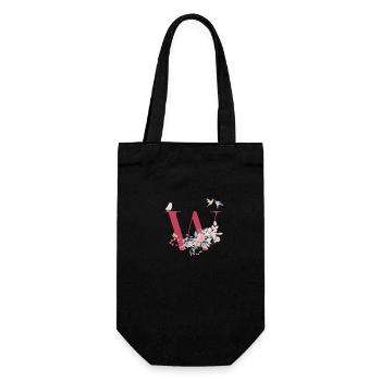 Letter w floral - gift idea - Gift Bag for Bottles - black - Front