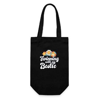 Best Friend Squad Twinning With My Bestie Twin - Geschenkbeutel für Flaschen - Schwarz - Vorne