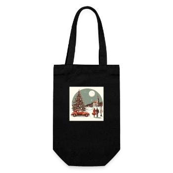Church with fir tree in winter - Gift Bag for Bottles - black - Front