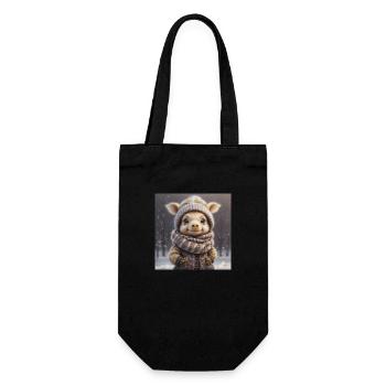 Cute winter animal with clothes on - Gift Bag for Bottles - black - Front