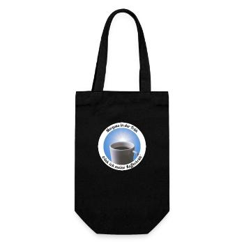"Morgens in der Früh trink ich meine Kaffeebrüh" - Geschenkbeutel für Flaschen - Schwarz - Vorne