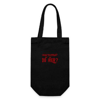 warum bist du hier? - Geschenkbeutel für Flaschen - Schwarz - Vorne