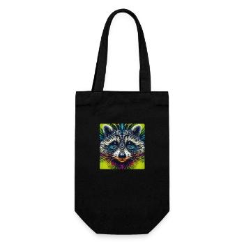 Racoon Fraktalkunst - Geschenkbeutel für Flaschen - Schwarz - Vorne