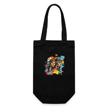 Native American Design Native American Woman - Gift Bag for Bottles - black - Front