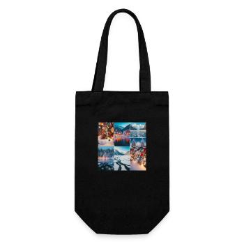 Christmas at the lake - Gift Bag for Bottles - black - Front