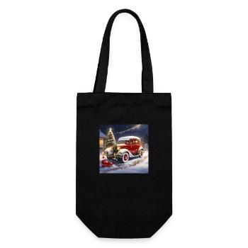 Vintage cars at Christmas - Gift Bag for Bottles - black - Front
