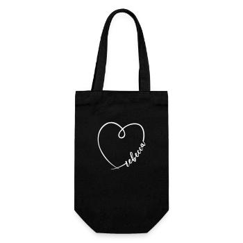 Rebecca Name Kalligrafie Herz - Geschenkbeutel für Flaschen - Schwarz - Vorne