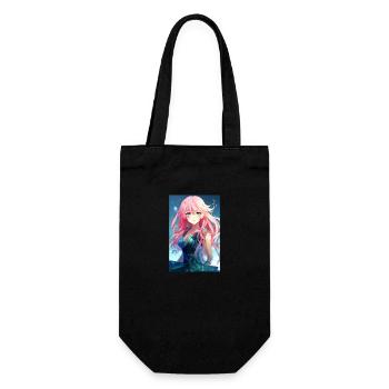 Anime manga girl with pink hair - Gift Bag for Bottles - black - Front