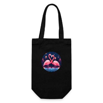 Flamingo Flock Tropical, Liebe Flamingos - Geschenkbeutel für Flaschen - Schwarz - Vorne