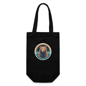 Grizzly Bear In Ornament, Love Bears - Gift Bag for Bottles - black - Front