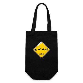 Wildwechsel "Weihnachtsmann m. Schlitten" / Schnee - Geschenkbeutel für Flaschen - Schwarz - Vorne