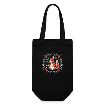 Squirrel in Ormament, Loves Squirrels - Gift Bag for Bottles - black - Front