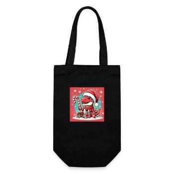 Red Christmas Dinosaur - Gift Bag for Bottles - black - Front