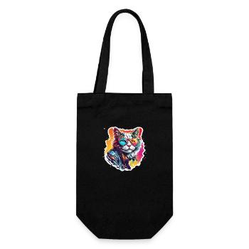 Cool Cat / Funny / Animal / Pet / Crazy - Gift Bag for Bottles - black - Front
