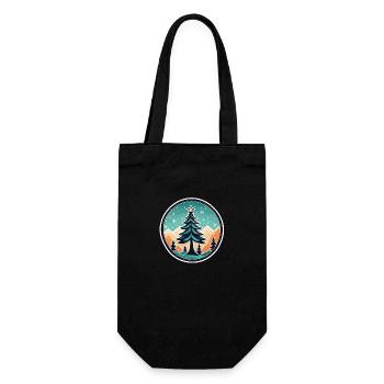 Christmas Tree Drawing Christmas - Gift Bag for Bottles - black - Front