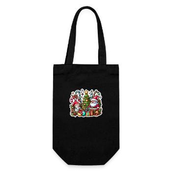 Conception de Noël festif avec le Père Noël, bonhomme de neige - Sac à bouteille - noir - Devant