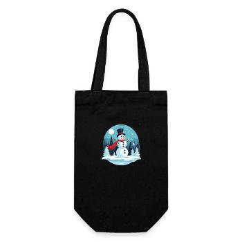Snowman Christmas Drawing - Gift Bag for Bottles - black - Front