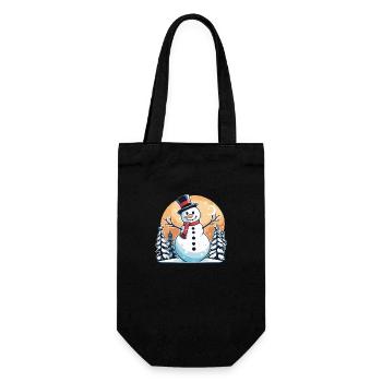 Dessin de Noël bonhomme de neige - Sac à bouteille - noir - Devant