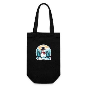 Snowman Christmas Drawing - Gift Bag for Bottles - black - Front