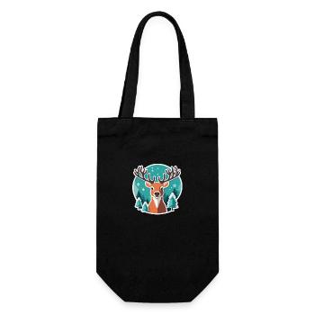 Reindeer Christmas Drawing - Gift Bag for Bottles - black - Front