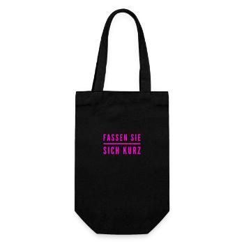 bitte kurz fassen - Geschenkbeutel für Flaschen - Schwarz - Vorne