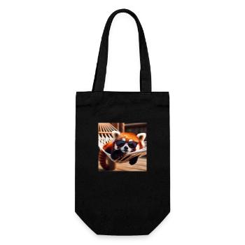Red panda bear with sunglasses in hammock - Gift Bag for Bottles - black - Front