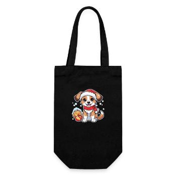 chien avec bonnet de noel - Sac à bouteille - noir - Devant