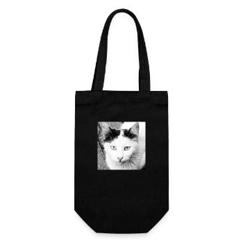 Süße Katze - Geschenkbeutel für Flaschen - Schwarz - Vorne