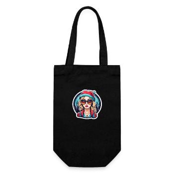 Girl Christmas Drawing - Gift Bag for Bottles - black - Front